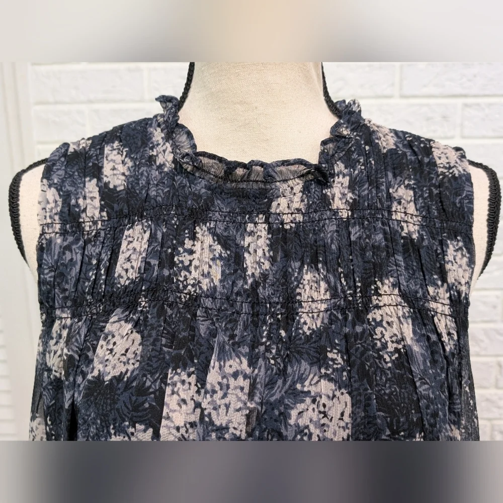 NWT Joie Baltic Print Mini Sleeveless Dress Sz Large Sheer Chiffon Flowy Blue - Picture 12 of 12